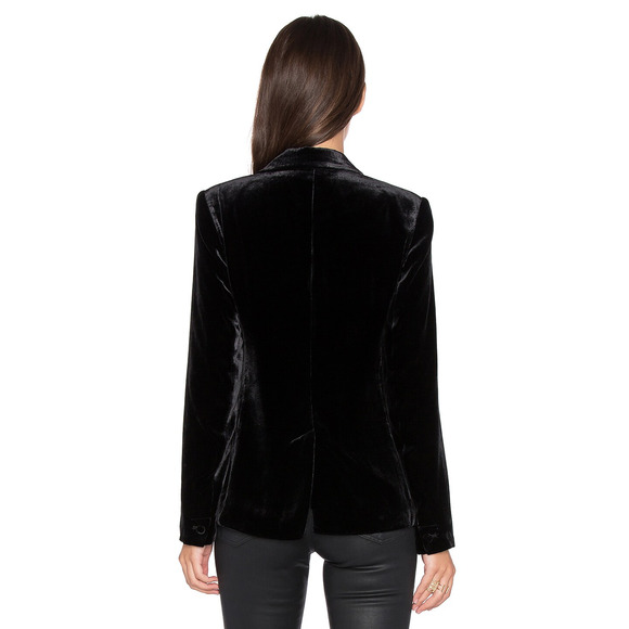 Joie Mehira Velvet Shawl Lapel Formal Blazer Jacket Black Caviar Women's Size 12 - Picture 2 of 6